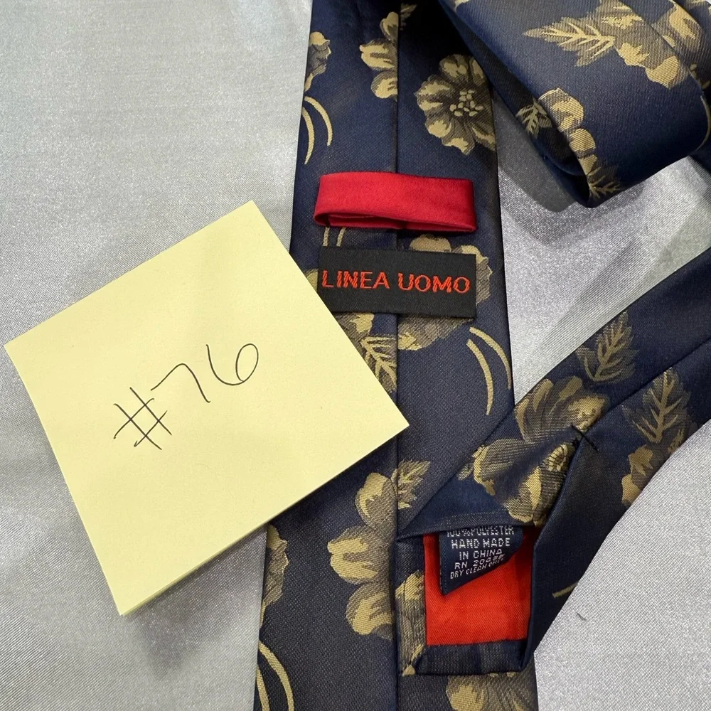 Linea Uomo Floral Navy and Gold Men's Tie 100% Poly
